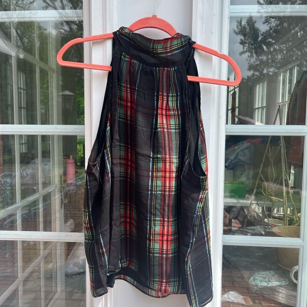 J Crew Halter Top with Neck Tie in Stewart Tartan Chiffon Blend NWT - Picture 5 of 9